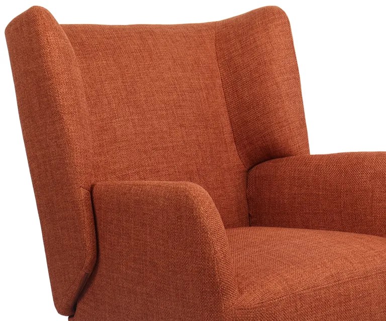 Πολυθρόνα Mareta pakoworld terracotta ύφασμα με πόδι σε μαύρη απόχρωση 83x80x99εκ