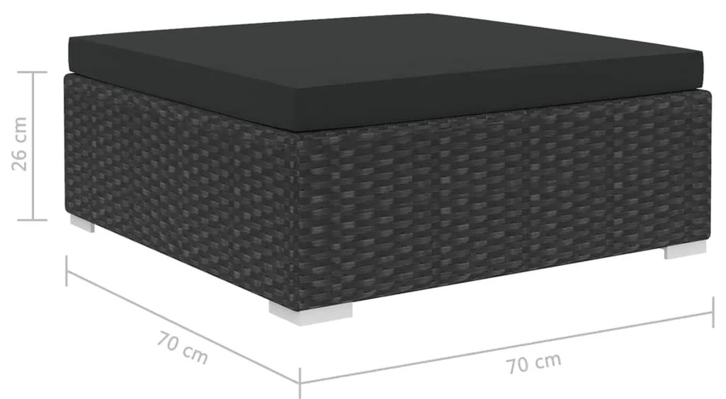 Σαλόνι Κήπου 8 Τεμαχίων Μαύρο από Συνθετικό Ρατάν με Μαξιλάρια - Μαύρο