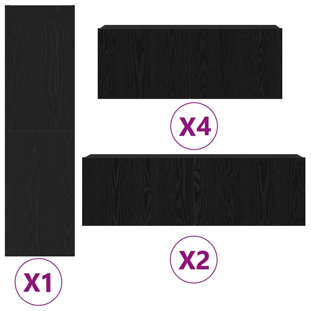 vidaXL Σετ επίπλου τηλεόρασης 9 pcs Μαύρη δρυς 30.5 x 30 x 110 εκ.