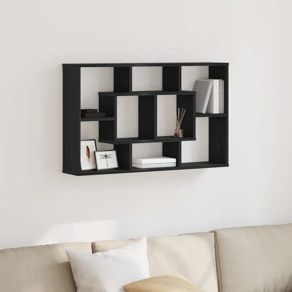 vidaXL Ράφι Τοίχου - Μαύρη Δρυς, 85 x 16 x 52.5 εκ., Φτιαγμένο από Επεξεργασμένο Ξύλο