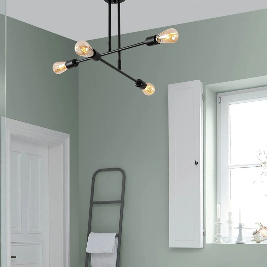 Φωτιστικό Οροφής Πολύφωτο A-G Flower 521SHN3431 Black
