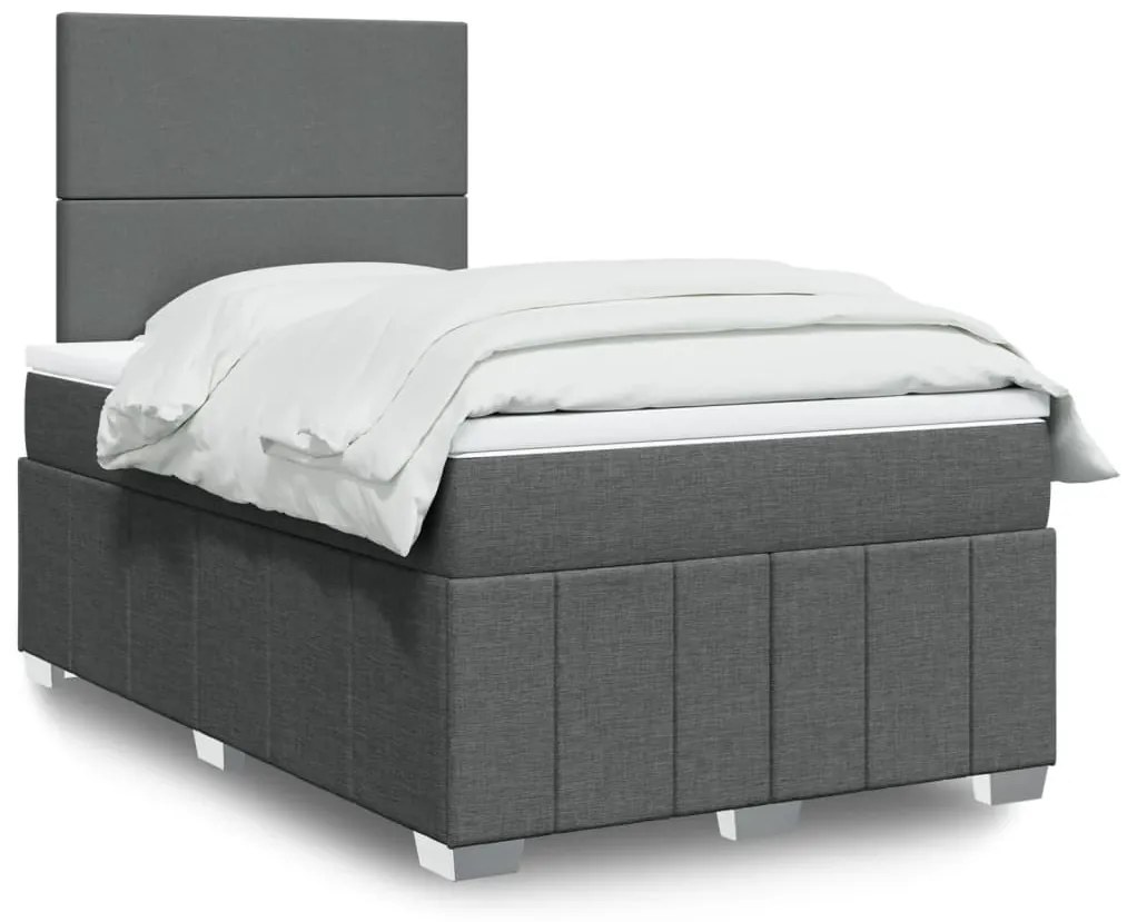 vidaXL Κρεβάτι Boxspring με Στρώμα Σκούρο Γκρι 120x190 εκ Υφασμάτινο