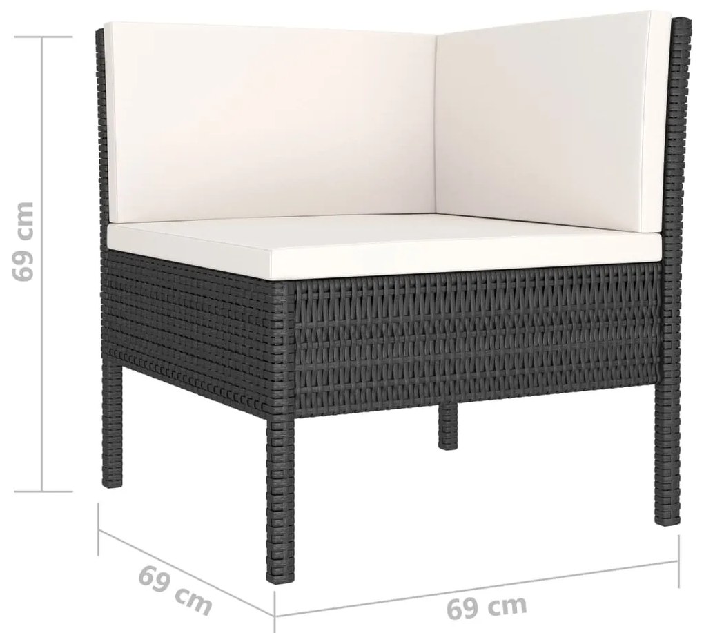 vidaXL Σαλόνι Κήπου 4 Τεμαχίων Μαύρο από Συνθετικό Ρατάν με Μαξιλάρια