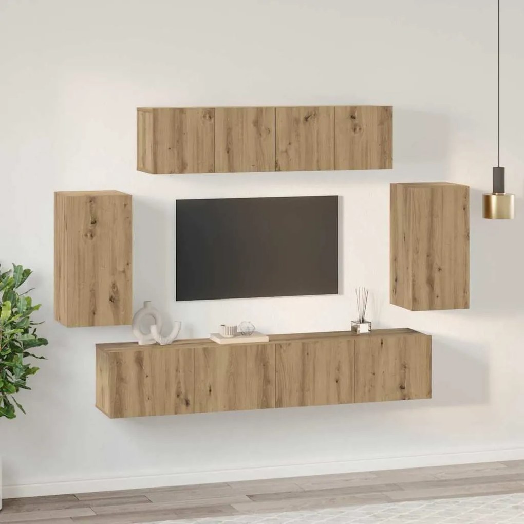 vidaXL Σετ επίπλου τηλεόρασης 6 pcs artisan δρυς 80 x 30 x 30 cm