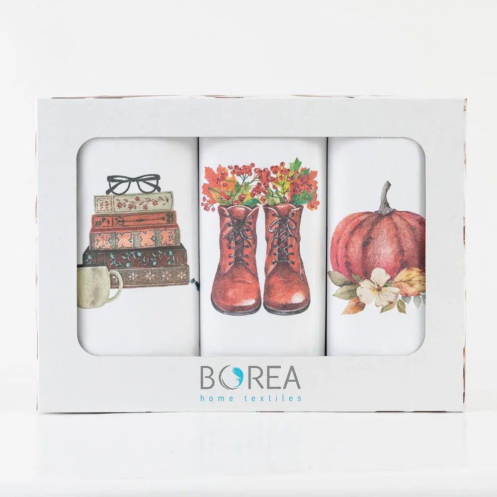 Ποτηρόπανα Κουζίνας Boots  Σετ 3ΤΜΧ - (3) 50 x 70 cm - Λευκό - Borea