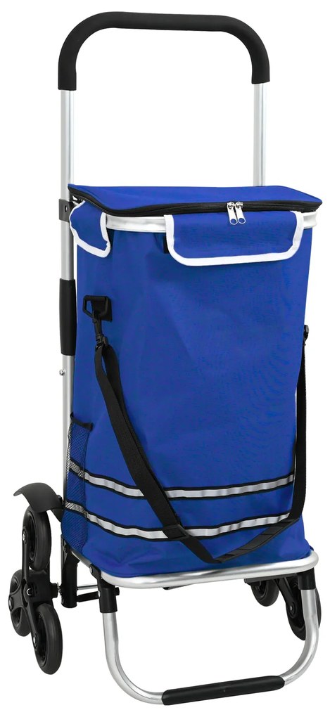 vidaXL Carrello per la spesa con ruote e manico regolabile Blu 40 L