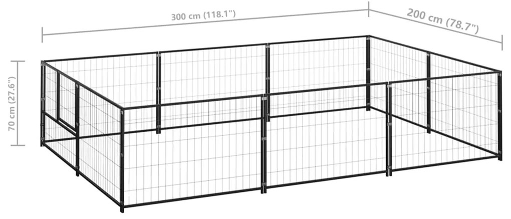 vidaXL Σπιτάκι Σκύλου Μαύρο 6 m² Ατσάλινο