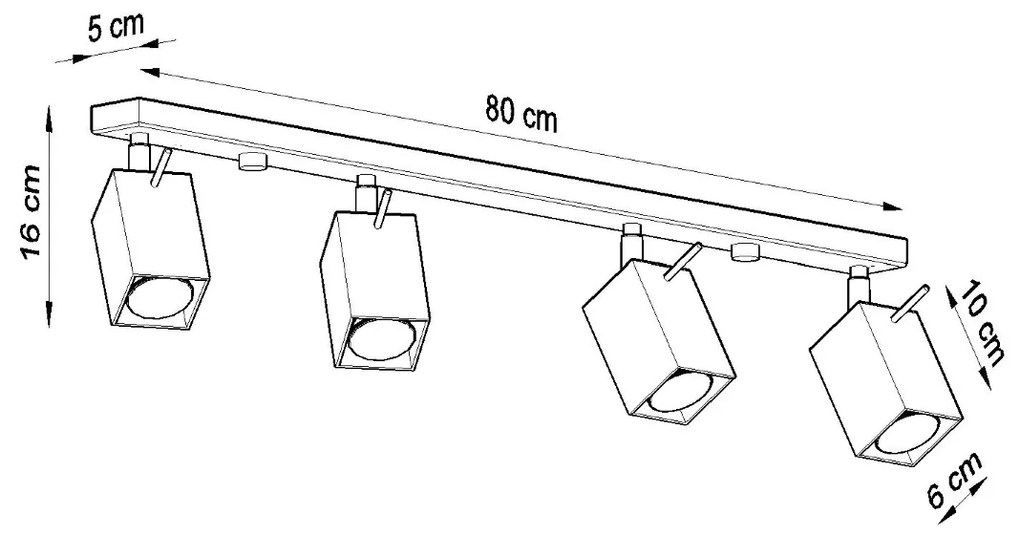 Sollux Φωτιστικό οροφής Merida 4,ατσάλι,4xGU10/40w