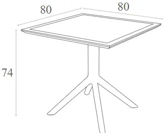 Τραπέζι Sky 80X80X74 Dove grey Dove