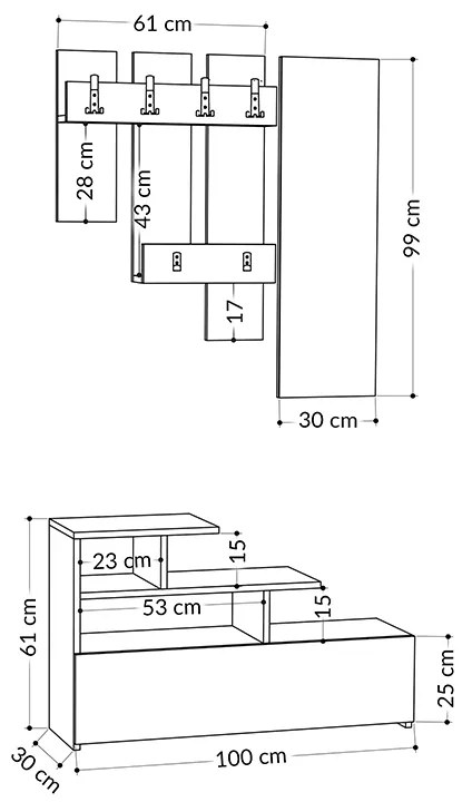 Έπιπλο εισόδου Vesty Megapap χρώμα ανοιχτό καρυδί 100x30x61εκ. - GP037-0043,4