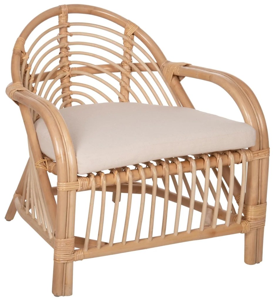 Καρέκλα - Πολυθρόνα FEMUR C9837 Φυσικό Rattan με Λευκό Μαξιλάρι 72x66x75Υεκ. 72x66x75 εκ.