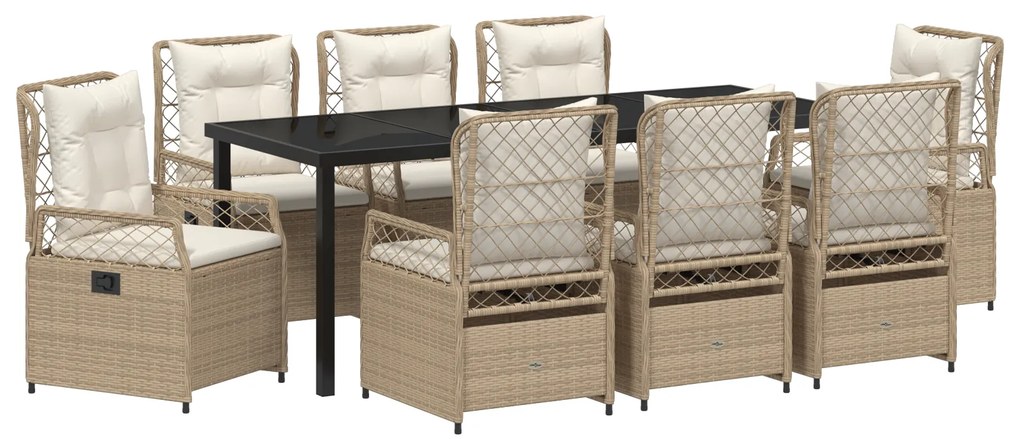 vidaXL Σετ Γευμάτων Κήπου 9 Τεμαχίων Μπεζ Poly Rattan