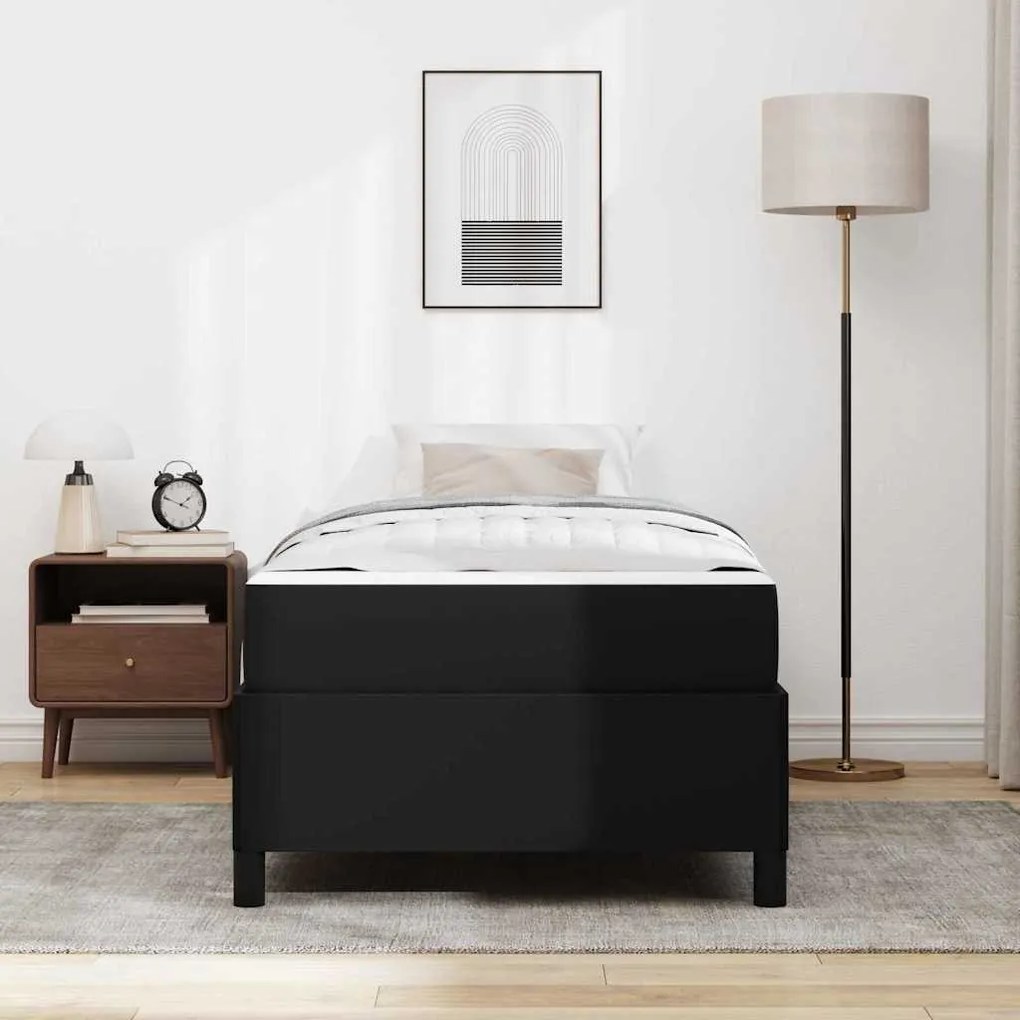 vidaXL Σκελετός κρεβατιού με στρώμα Μαύρο 90 x 190 cm Τεχνητό δέρμα