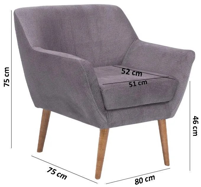 Πολυθρόνα Carla Fylliana Γκρί 80x75x85 εκ. 80x75x85 εκ.