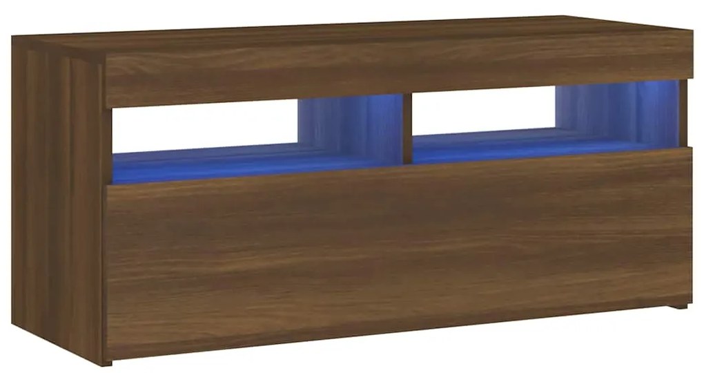 vidaXL Έπιπλο Τηλεόρασης με LED Καφέ Δρυς 90 x 35 x 40 εκ.