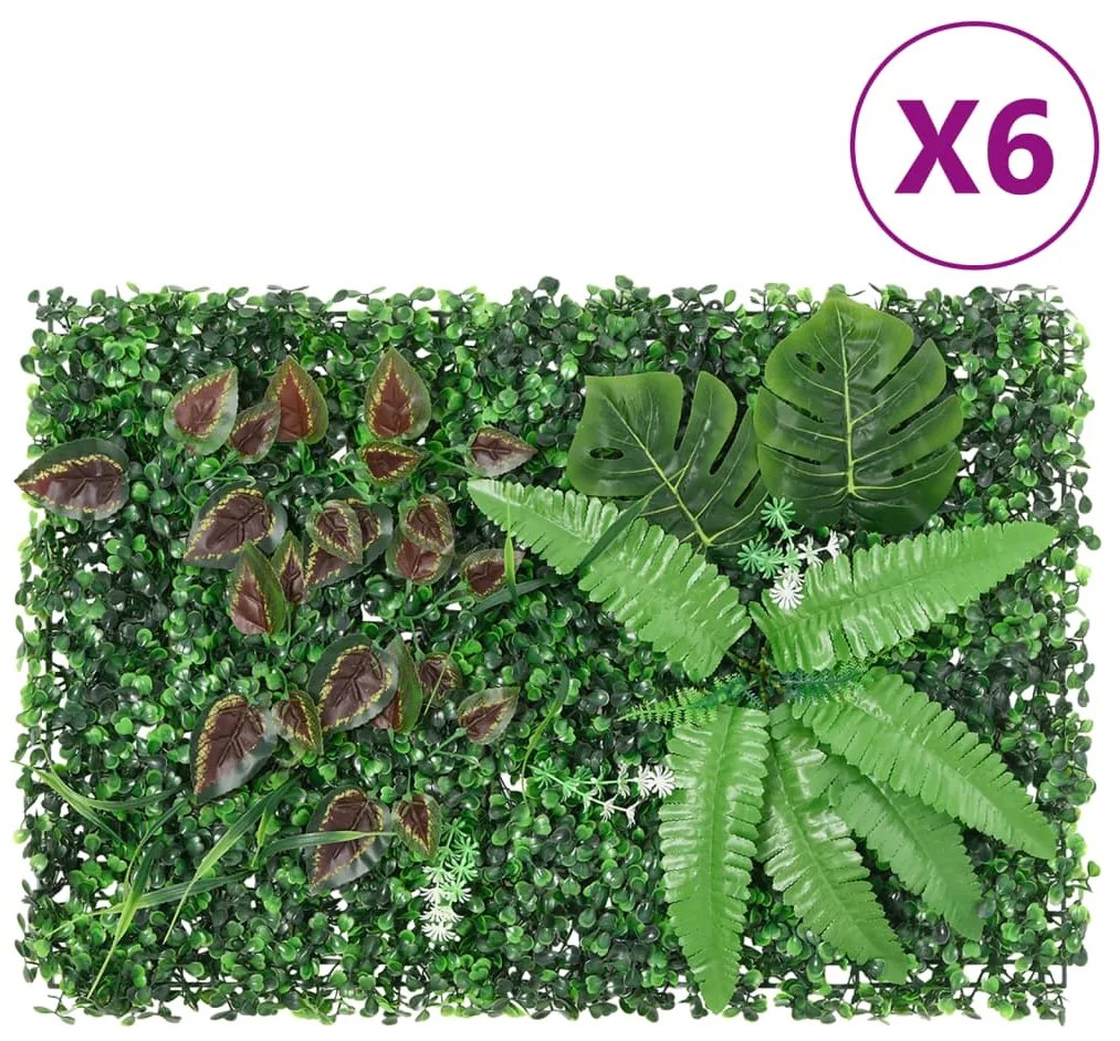  vidaXL Φράχτης 6 τεμ. Πράσινος 40 x 60 εκ. από Τεχνητό Φυτό