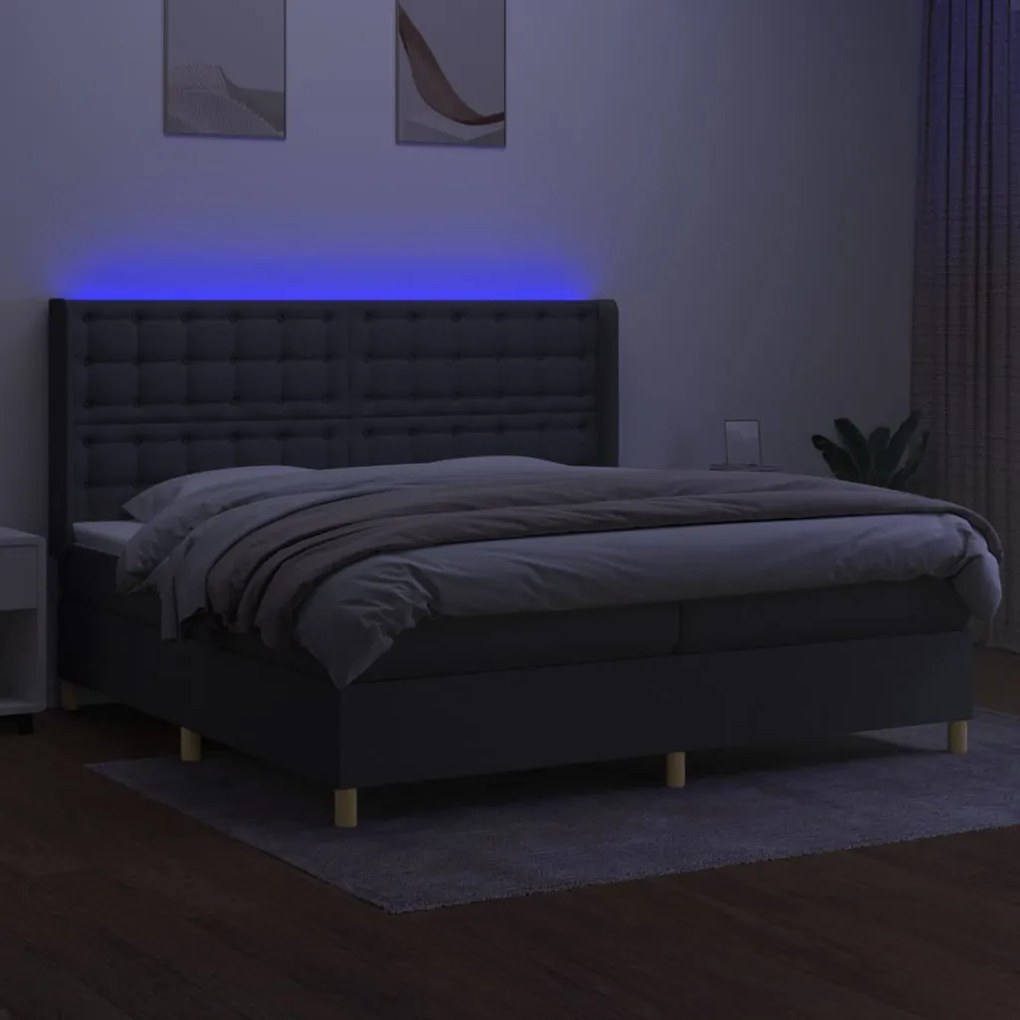 ΚΡΕΒΑΤΙ BOXSPRING ΜΕ ΣΤΡΩΜΑ &amp; LED ΣΚ.ΓΚΡΙ 200X200ΕΚ. ΥΦΑΣΜΑΤΙΝΟ 3139222