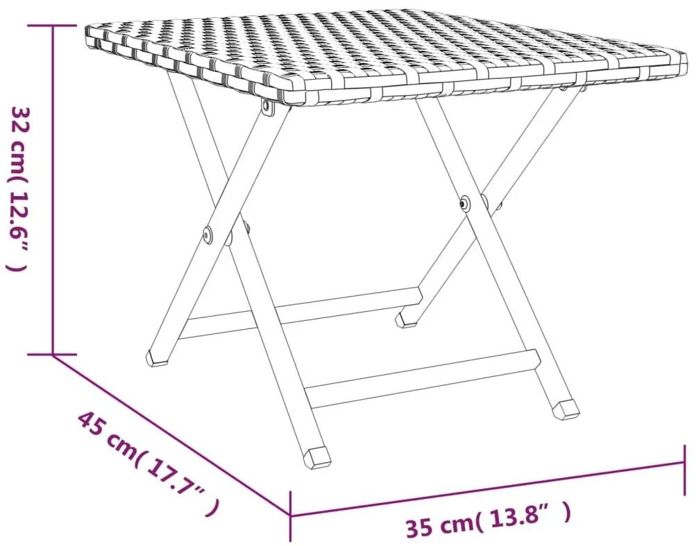 Τραπέζι Πτυσσόμενο Μαύρο 45 x 35 x 32 εκ. από Συνθετικό Ρατάν - Μαύρο