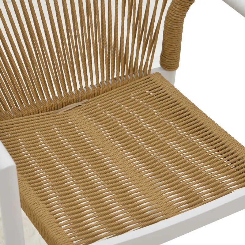 Πολυθρόνα κήπου Lush pakoworld rattan μπεζ-αλουμίνιο λευκό 56x59x80εκ - 291-000014