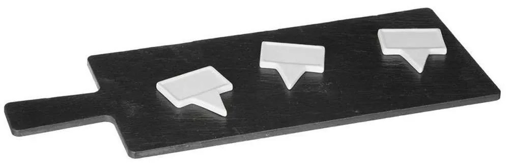 Πλατώ Σερβιρίσματος Labels 150081 40x15cm Black-White Marva Slate
