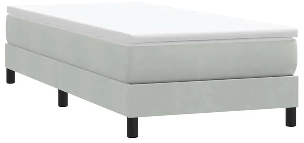 Box Spring κρεβάτι χωρίς στρώμα ανοιχτό γκρι 80x220cm Βελούδινο - Γκρι