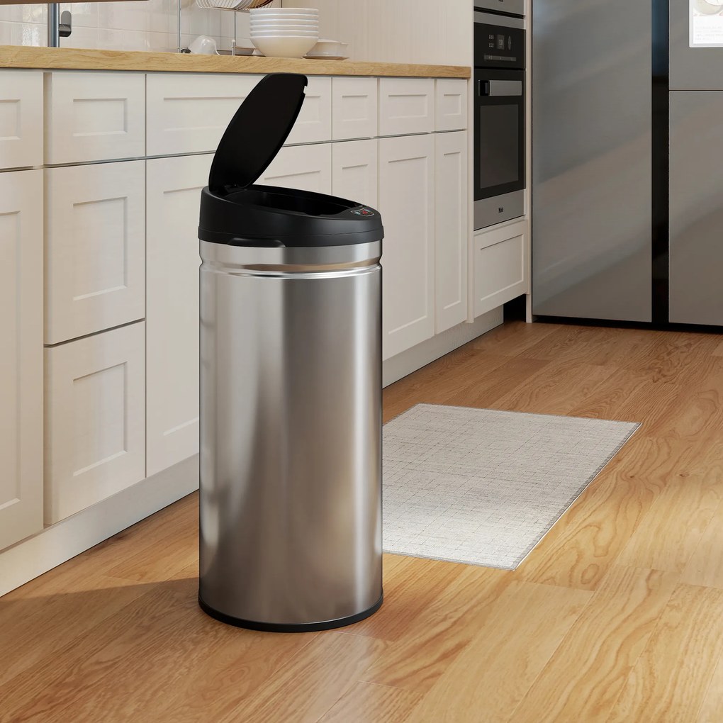 HOMCOM Κάδος Αισθητήρα 42 λίτρων με Λειτουργία Soft-Close, Ανεπαφικός Κάδος από Ανοξείδωτο Ατσάλι για Υγιεινούς Κουζίνες
