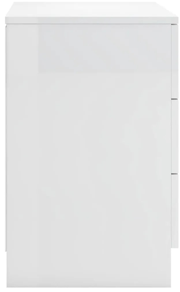 vidaXL Κομοδίνο Γυαλιστερό Λευκό 38 x 35 x 56 εκ. από Μοριοσανίδα