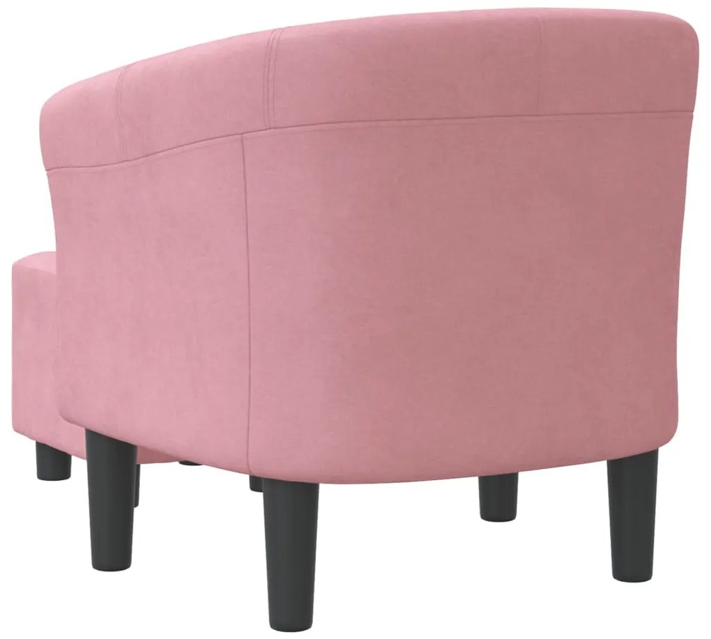 vidaXL Πολυθρόνα Μπάρελ με Υποπόδιο Ροζ Βελούδινη
