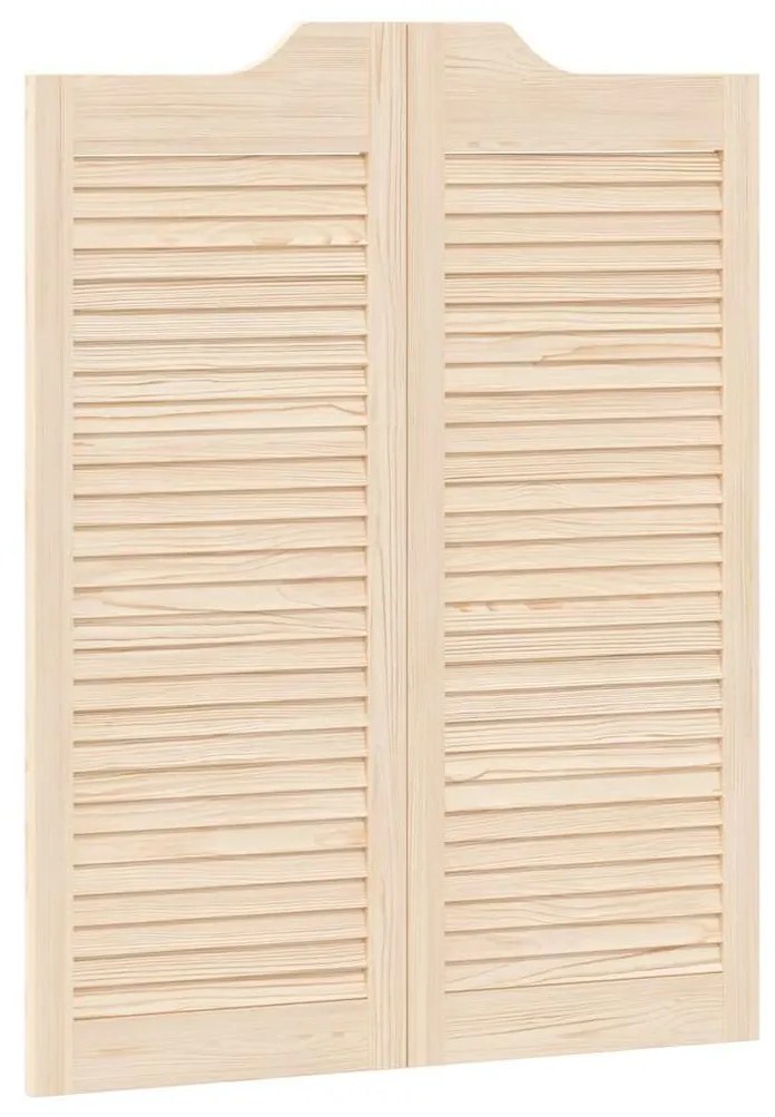 Swing Doors Louvred Design 1-Pair 100x80 cm μασίφ ξύλο πεύκο - Καφέ