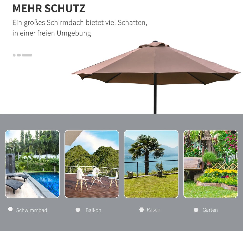 Outsunny Ομπρέλα ηλίου Οβάλ Χακί 440 x 260 cm