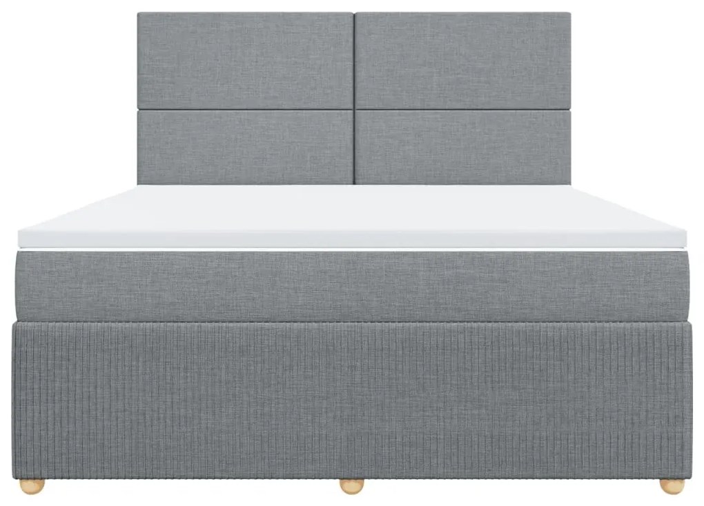 Κρεβάτι Boxspring με Στρώμα Ανοιχτό Γκρι 180x200 εκ. Υφασμάτινο - Γκρι