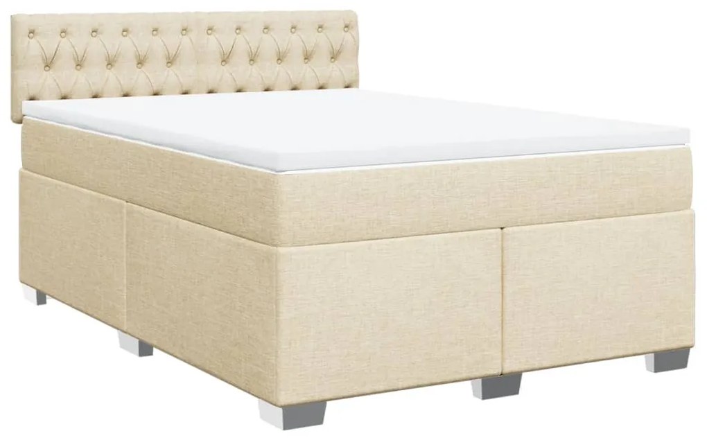 ΚΡΕΒΑΤΙ BOXSPRING ΜΕ ΣΤΡΩΜΑ ΚΡΕΜ 140X190 ΕΚ. ΥΦΑΣΜΑΤΙΝΟ 3285895