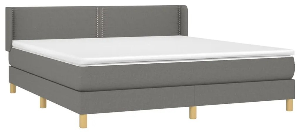 Κρεβάτι Boxspring με Στρώμα Σκούρο Γκρι 180x200 εκ Υφασμάτιν - Γκρι