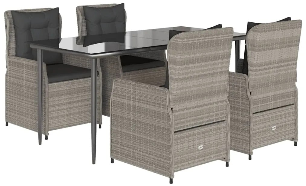 vidaXL Σετ Τραπεζαρίας Κήπου 5 τεμ. Αν. Γκρι Συνθ. Ρατάν με Μαξιλάρια