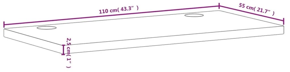 Επιφάνεια Γραφείου 110x55x2,5 εκ. από Μασίφ Ξύλο Οξιάς - Καφέ