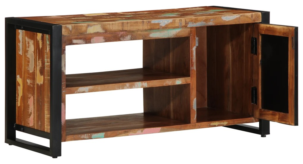 vidaXL Πάγκος Παπουτσιών Πολύχρωμο 100x40x50 εκ. Μασίφ Ξύλο Ανακυκλωμένο