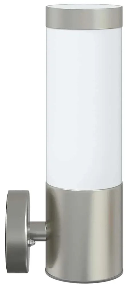 vidaXL Εξωτερικά Φωτιστικά Τοίχου 2 pcs Ασημί 12 x 7.5 x 27 εκ