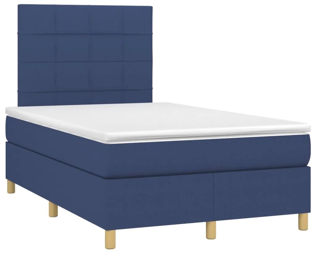 vidaXL Κρεβάτι Boxspring με Στρώμα Μπλε 120x200 εκ. Υφασμάτινο