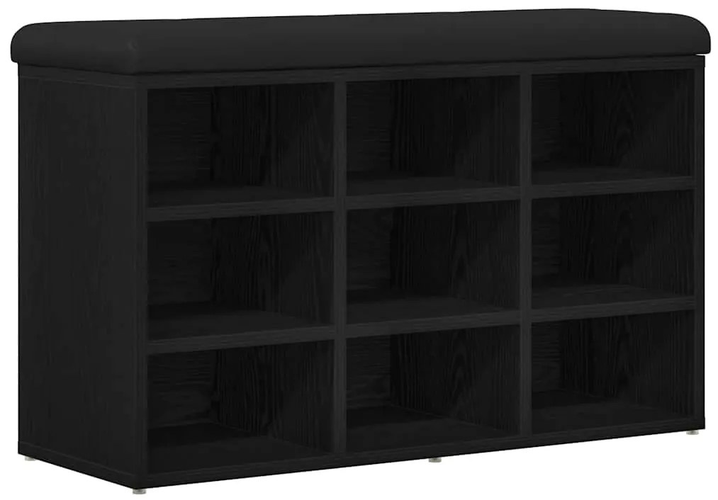 vidaXL Πάγκος για παπούτσια Μαύρο 80 x 30 x 48 εκ. Επεξεργασμένο ξύλο