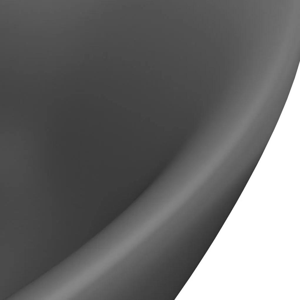 Νιπτήρας με Υπερχείλιση Οβάλ Σκ. Γκρι Ματ 58,5x39 εκ. Κεραμικός - Γκρι