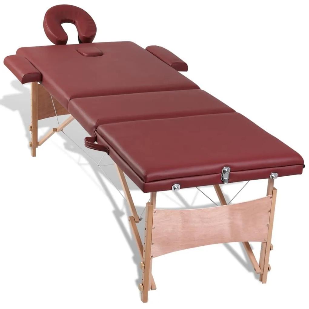 Κρεβάτι μασάζ Πτυσσόμενο 3 θέσεων με ξύλινο σκελετό Κόκκινο - Κόκκινο