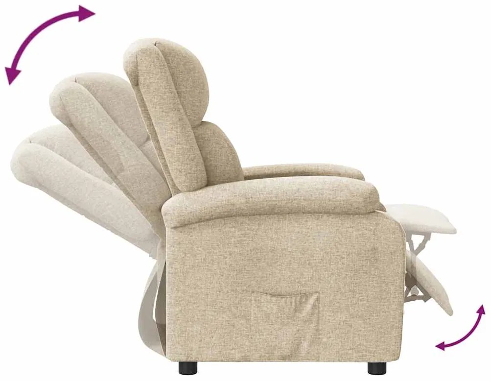 vidaXL Πολυθρόνα Ανακλινόμενη Κρεμ Υφασμάτινη