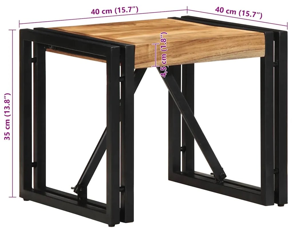 Τραπεζάκι σαλονιού 40x40x35 cm μασίφ ξύλο ακακίας - Καφέ