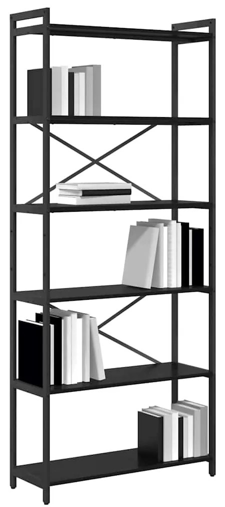 vidaXL Ράφι Βιβλίων Μαύρη Οξυά 40 x 30 x 85 εκ Επεξεργασμένο ξύλο