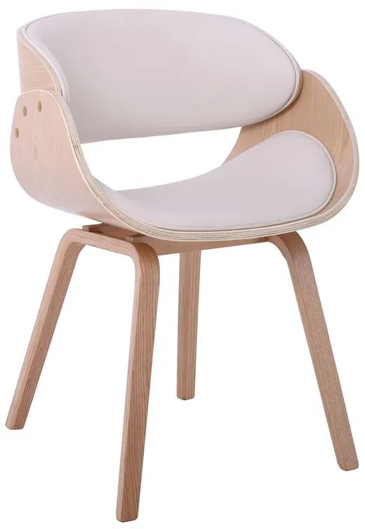 WOODWELL Ε7512,2WJOY-W Πολυθρόνα Τραπεζαρίας Φυσικό, Pu Άσπρο 57x55x80cm Ε7512,2W