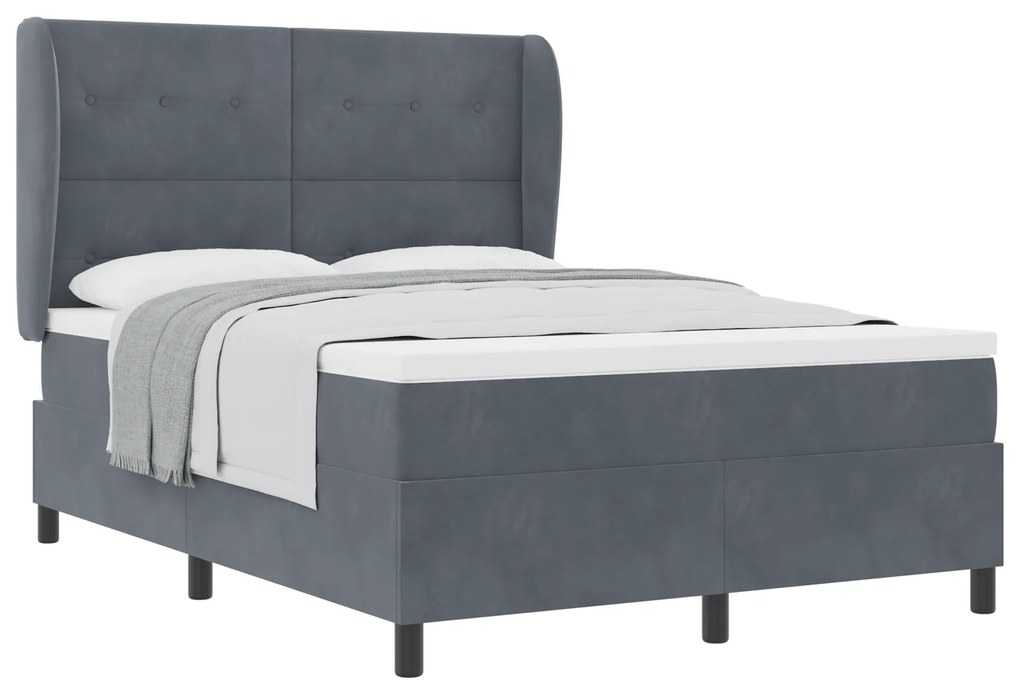 vidaXL Κρεβάτι με ΜMattress - Σκούρο Γκρι - 140x200 εκ - Βελούδο