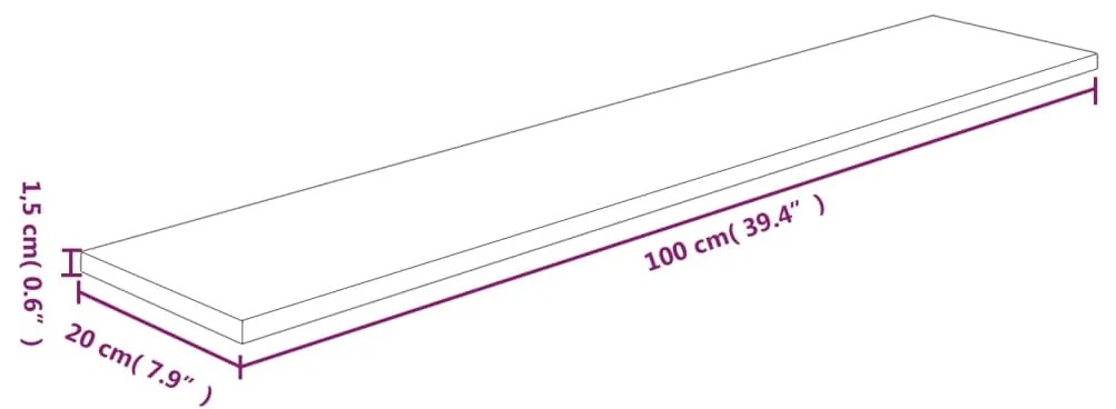 vidaXL Ράφι 100x20x1,5 εκ. από Ακατέργαστο Μασίφ Ξύλο Δρυός