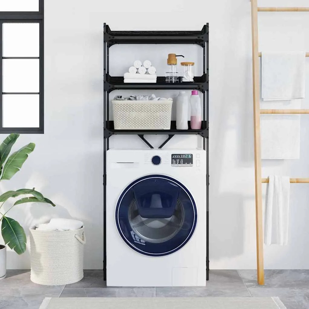 vidaXL Ράφια πλυντηρίου ρούχων με ράφι Μαύρο 0ak 67 x 25 x 163 εκ.