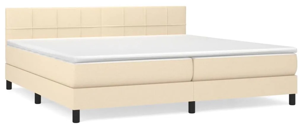 vidaXL Κρεβάτι Boxspring με Στρώμα Κρεμ 200x200 εκ. Υφασμάτινο