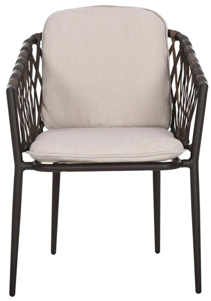 Καρέκλα - Πολυθρόνα BOLLY C6080 Καφέ Συνθετικό Rattan με Μπέζ Μαξιλάρια 58,5x67x86Υεκ 4αδα 58.5x67x86 εκ.